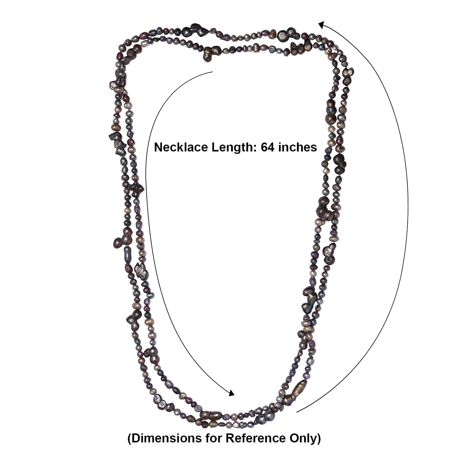 Grey Dyed Pearl Endless Necklace (64 Inches)
