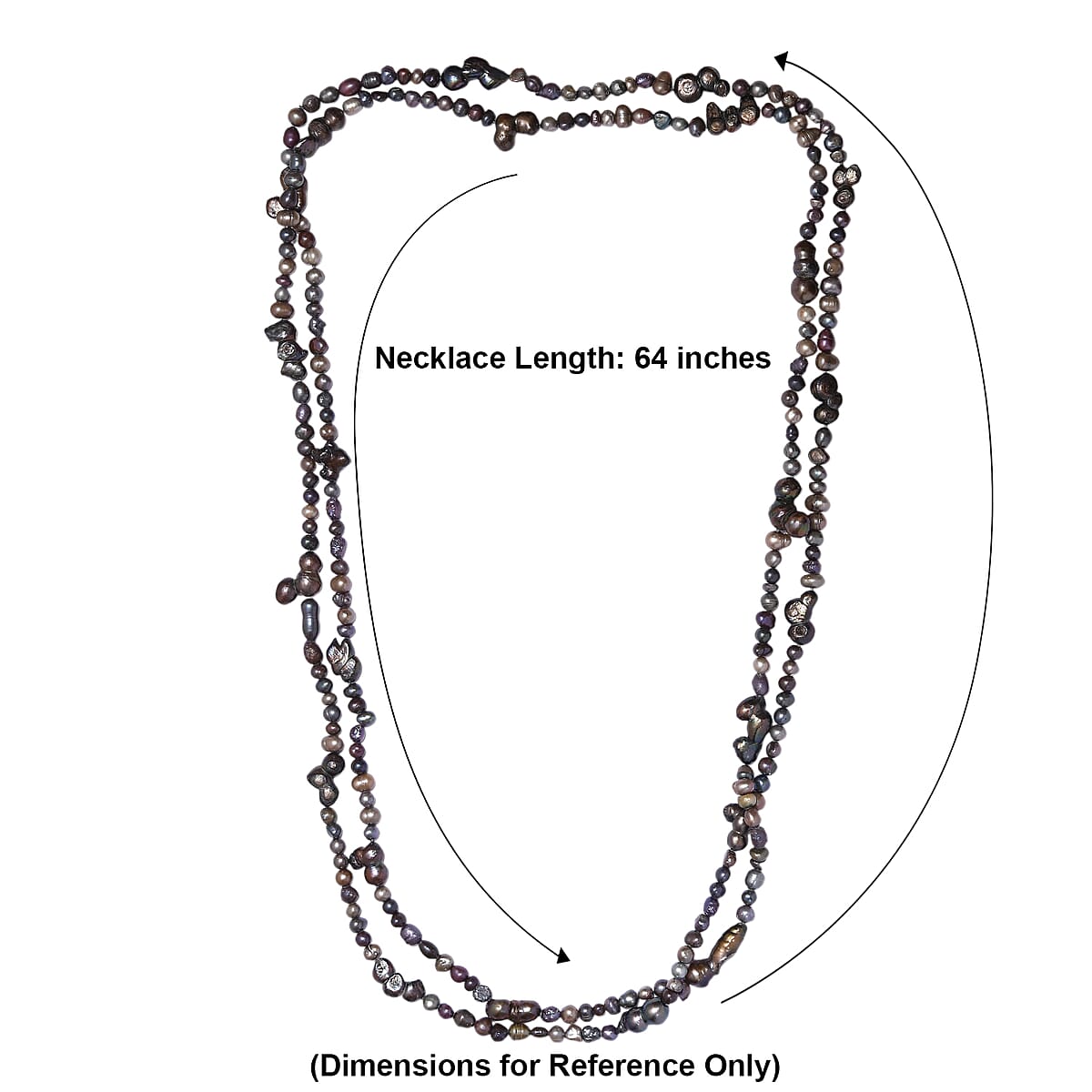 Grey Dyed Pearl Endless Necklace (64 Inches) image number 7