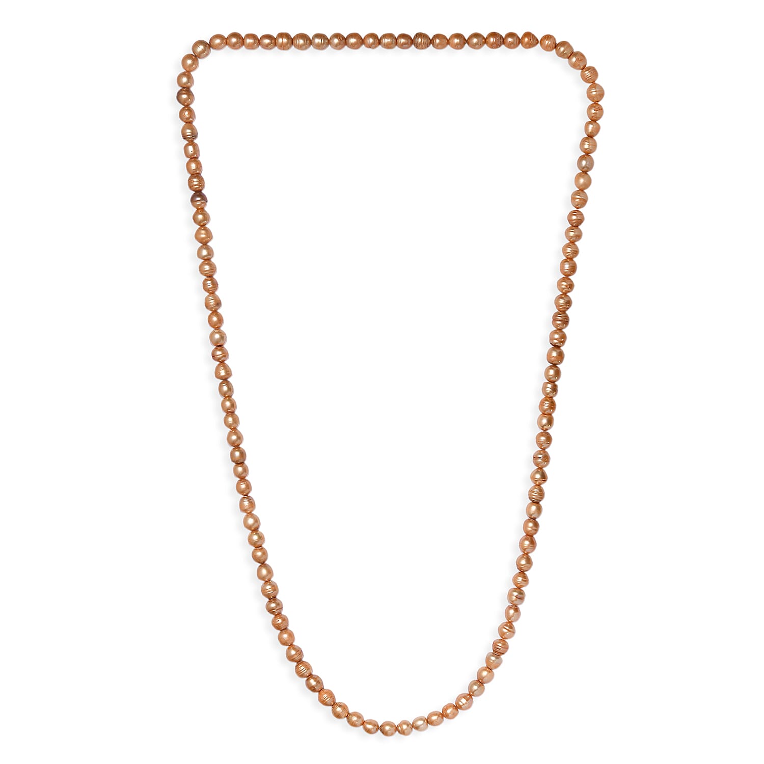 Golden Dyed Pearl Endless Necklace (44 Inches)