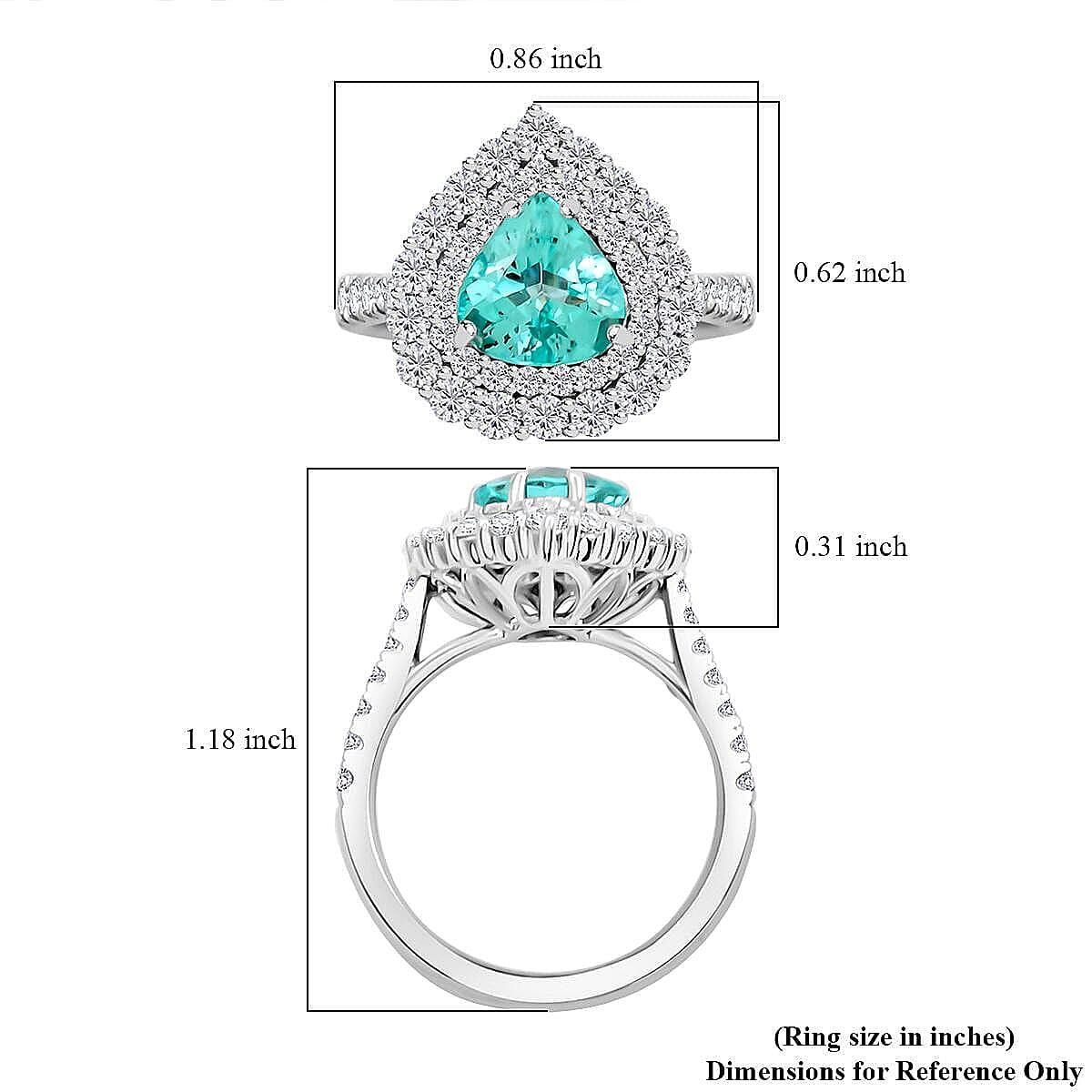 Chairman Vault Collection Certified & Appraised Rhapsody AAAA Paraiba Tourmaline and E-F VS Diamond 2.90 ctw Ring in 950 Platinum (Size 7.5) 9.75 Grams