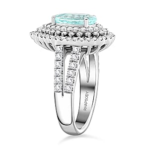 Chairman Vault Collection Certified & Appraised Rhapsody AAAA Paraiba Tourmaline and E-F VS Diamond 4.35 ctw Ring in 950 Platinum (Size 7.5) 12.85 Grams