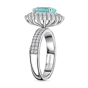 Chairman Vault Collection Certified & Appraised Rhapsody AAAA Paraiba Tourmaline and E-F VS Diamond 3.50 ctw Ring in 950 Platinum (Size 8.0) 11.25 Grams