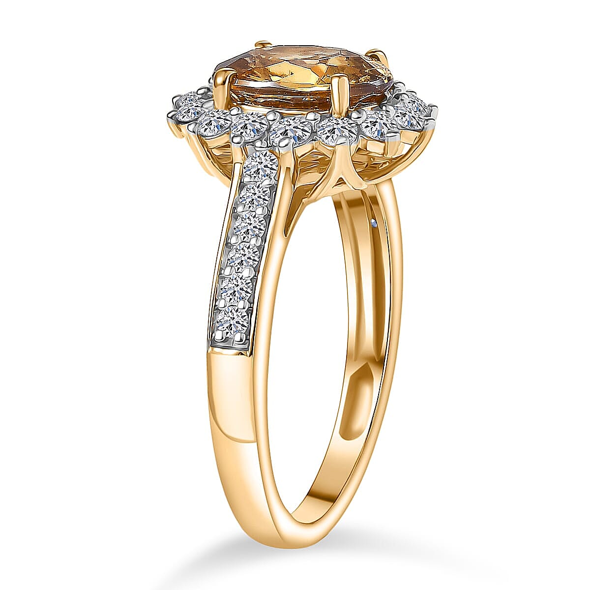 AAA Golden Zircon and Luxuriant Lab Grown Diamond G-H SI 3.53 ctw Ring in 10K Yellow Gold (Size 7.5) image number 3