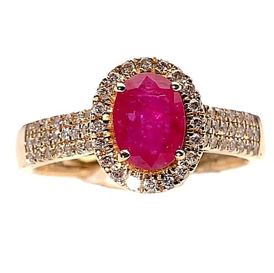 Certified & Appraised Iliana AAA Mozambique Ruby and Diamond I1 - I2 2.10 ctw Ring in 14K Yellow Gold (Size 11.0) 4.10 Grams