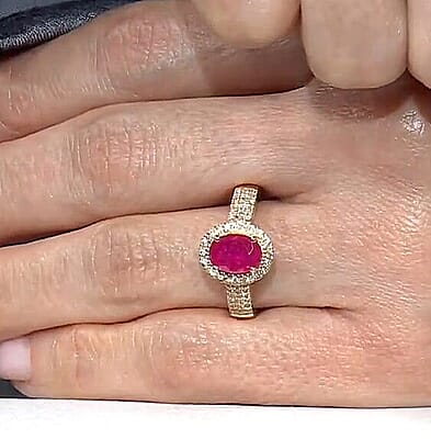 Certified & Appraised Iliana AAA Mozambique Ruby and Diamond I1 - I2 2.10 ctw Ring in 14K Yellow Gold (Size 11.0) 4.10 Grams