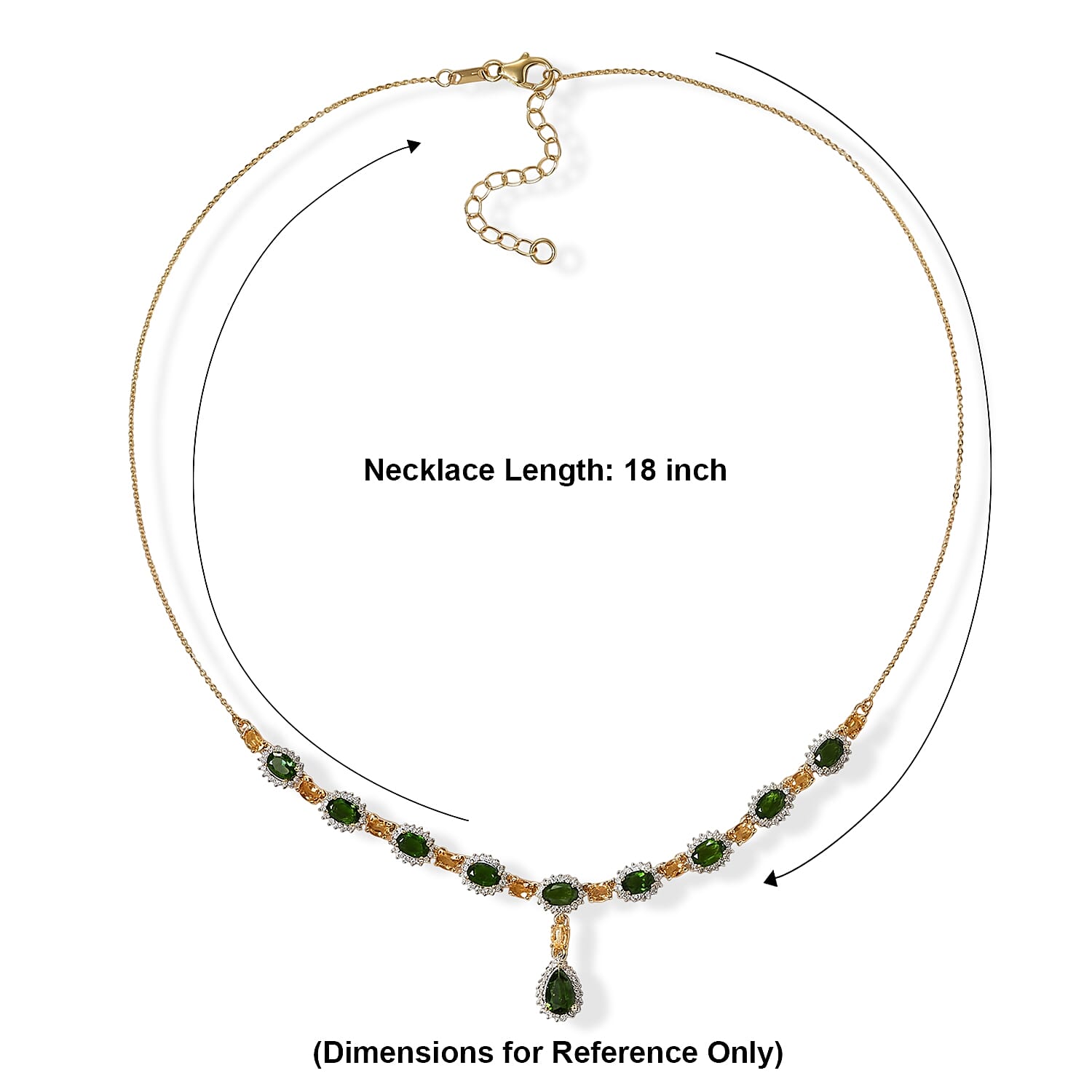 D'Joy Chrome Diopside and Multi Gemstone 7.00 ctw Verdant Grace Necklace in 18K Vermeil Yellow Gold Over Sterling Silver 18 Inches