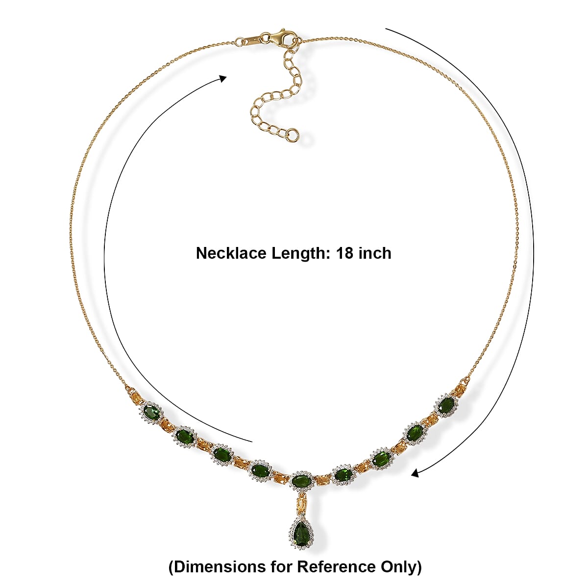 D'Joy Chrome Diopside, Multi Gemstone Verdant Grace Necklace (18 Inches) in 18K Vermeil YG Over Sterling Silver 7.00 ctw image number 2