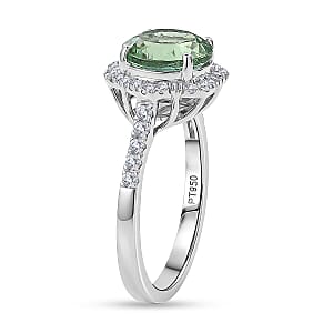 Certified & Appraised Rhapsody AAAA Mint Tourmaline and Diamond E-F VS 3.72 ctw Ring in 950 Platinum (Size 7.5) 5.15 Grams