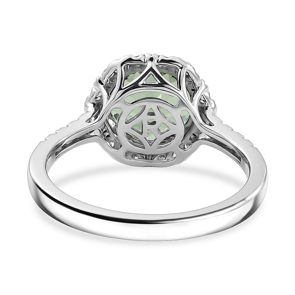 Certified & Appraised Rhapsody AAAA Mint Tourmaline and Diamond E-F VS 3.72 ctw Ring in 950 Platinum (Size 7.5) 5.15 Grams image number 4