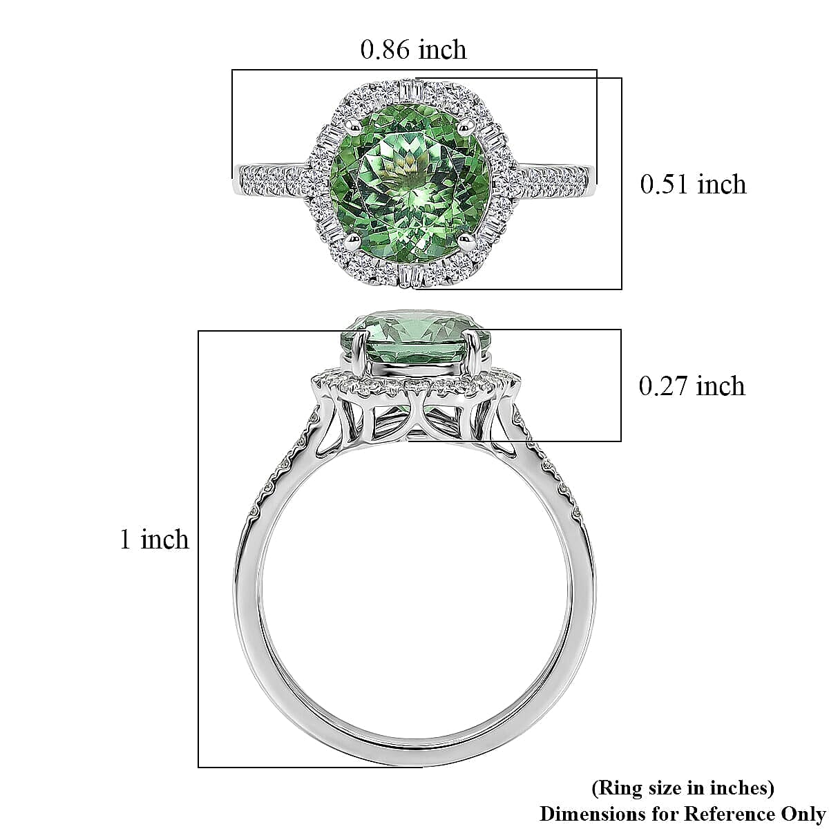 Certified & Appraised Rhapsody AAAA Mint Tourmaline and Diamond E-F VS 3.72 ctw Ring in 950 Platinum (Size 7.5) 5.15 Grams image number 5