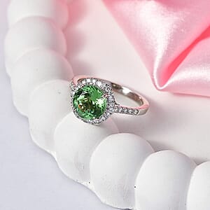 Certified & Appraised Rhapsody AAAA Mint Tourmaline and Diamond E-F VS 3.72 ctw Ring in 950 Platinum (Size 9.5) 5.15 Grams