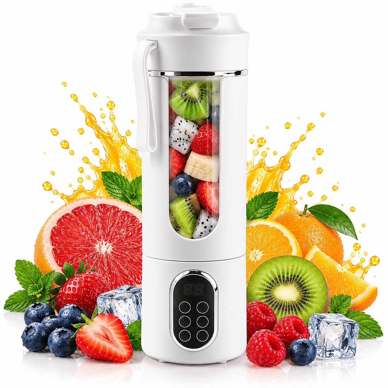 White USB Rechargeable Portable Juicer Stainless Blades (3C Battery 1300mAh) (530ML)