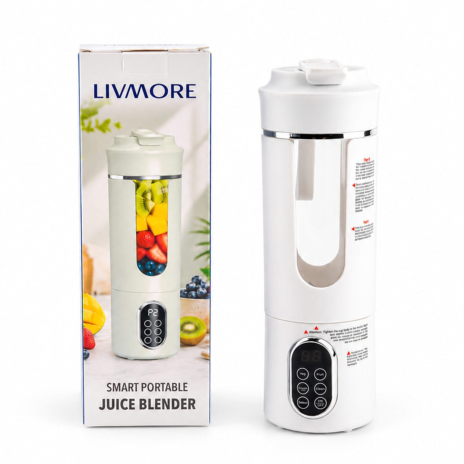 White USB Rechargeable Portable Juicer Stainless Blades (3C Battery 1300mAh) (530ML)