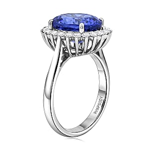 Certified & Appraised Rhapsody AAAA Tanzanite and E-F VS Diamond 4.35 ctw Ring in 950 Platinum (Size 7.5) 5.30 Grams
