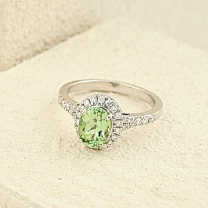 Certified & Appraised Rhapsody 950 Platinum AAAA Arquiana Mint Tourmaline, Diamond (E-F, VS) Ring (Size 6.5) (5.9 g) 1.56 ctw