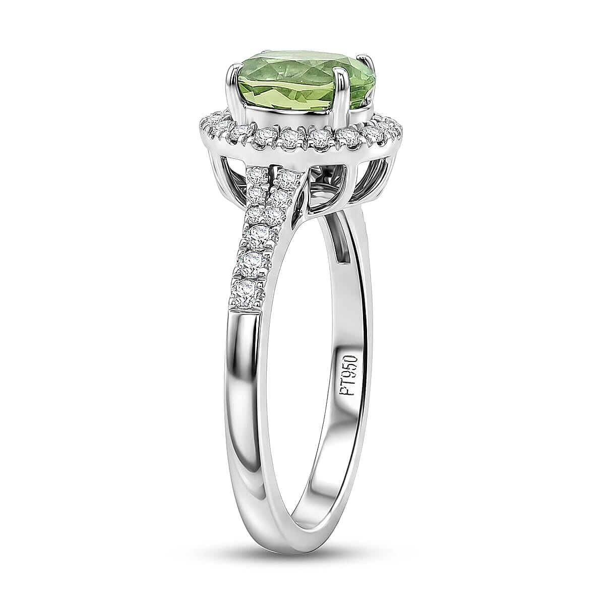 Certified & Appraised Rhapsody 950 Platinum AAAA Arquiana Mint Tourmaline, Diamond (E-F, VS) Ring (Size 6.5) (5.9 g) 1.56 ctw image number 3