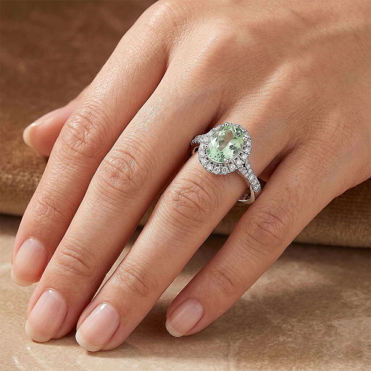 Certified & Appraised Rhapsody 950 Platinum AAAA Arquiana Mint Tourmaline, Diamond (E-F, VS) Ring (Size 7.5) (5.9 g) 1.56 ctw image number 2