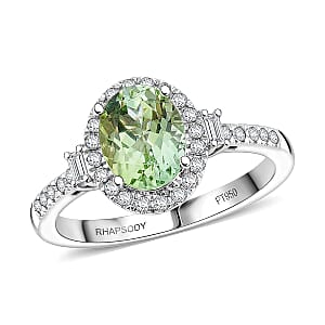 Certified & Appraised Rhapsody AAAA Arquiana Mint Tourmaline and Diamond E-F VS 2.36 ctw Ring in 950 Platinum (Size 7.5) 6.31 Grams