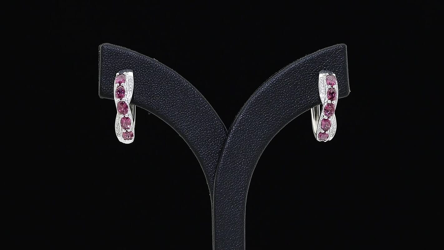 EverTrue Tanzanite, White Zircon Hoop Earrings in Platinum Bond 1.85 ctw