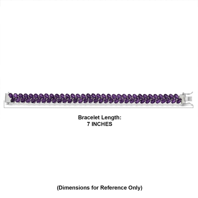 EverTrue African Amethyst 27.80 ctw Chevron Bracelet in Platinum Bond (7.25 In)