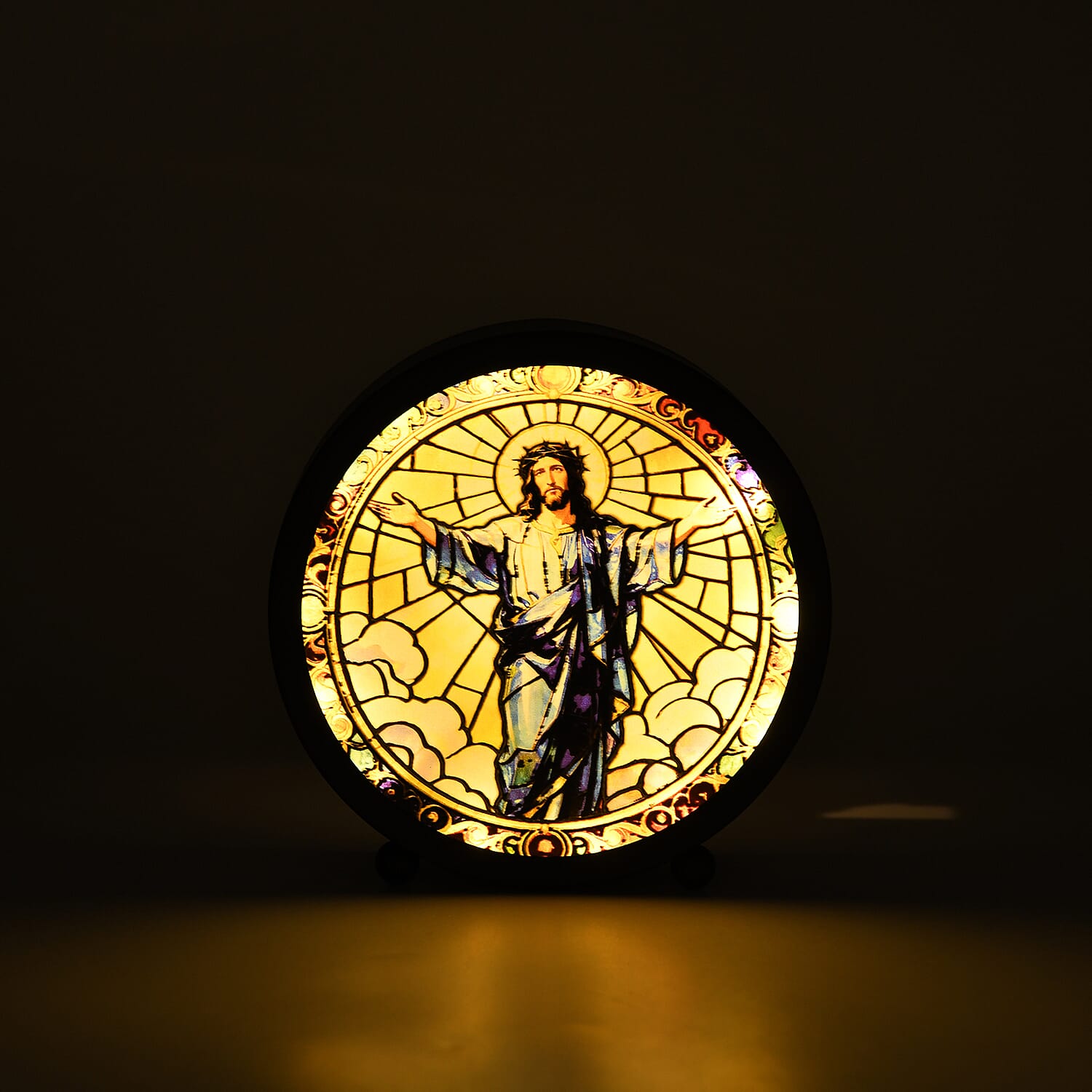 Livmore Black Round Angel Religion Decoration (3xAAA Not Included)