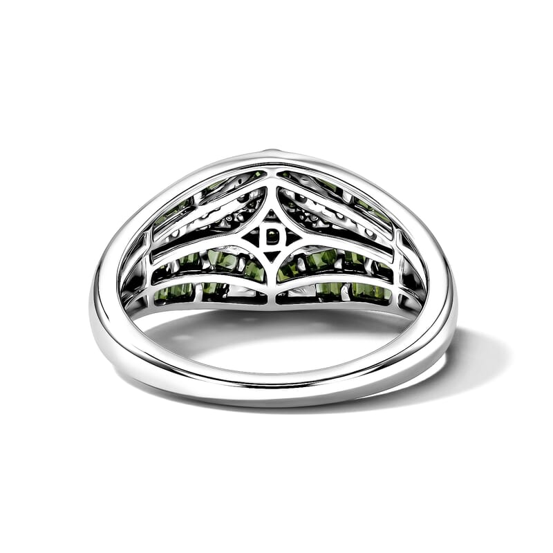 D'Joy Green Diamond 0.50 ctw Phoenix Rises Ring in Rhodium Over Sterling Silver (Size 6.0)