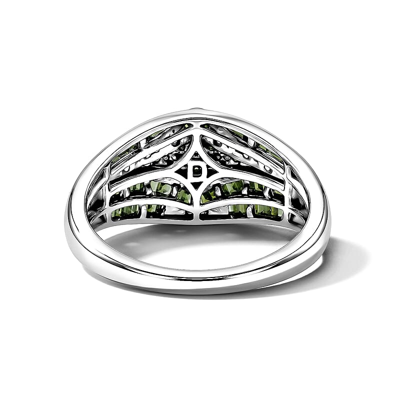 D'Joy Green Diamond 0.50 ctw Phoenix Rises Ring in Rhodium Over Sterling Silver (Size 6.0)