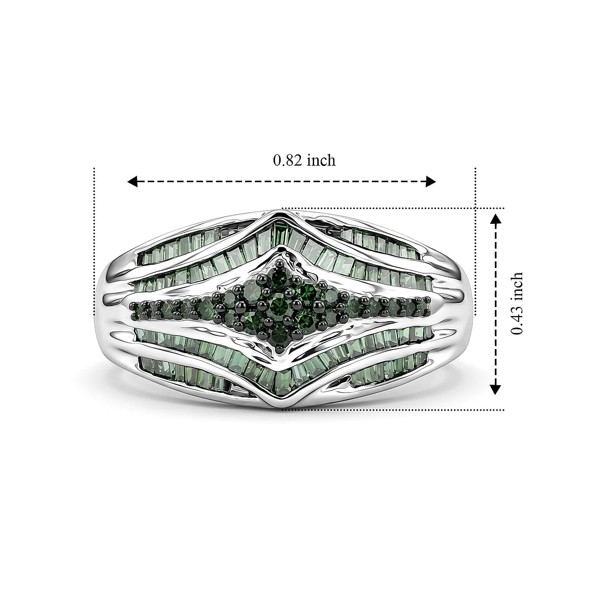 D'Joy Green Diamond 0.50 ctw Phoenix Rises Ring in Rhodium Over Sterling Silver (Size 6.0) (Ships in 10-12 Days) image number 5
