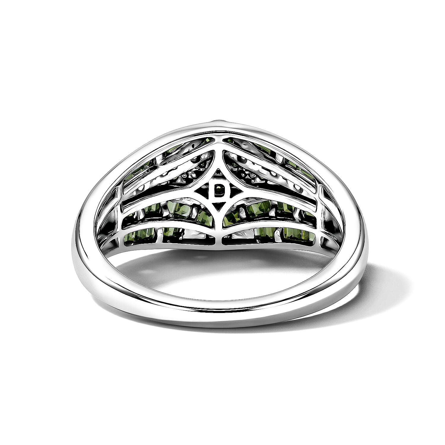 D'Joy Green Diamond 0.50 ctw Phoenix Rises Ring in Rhodium Over Sterling Silver (Size 7.0) (Ships in 10-12 Days)