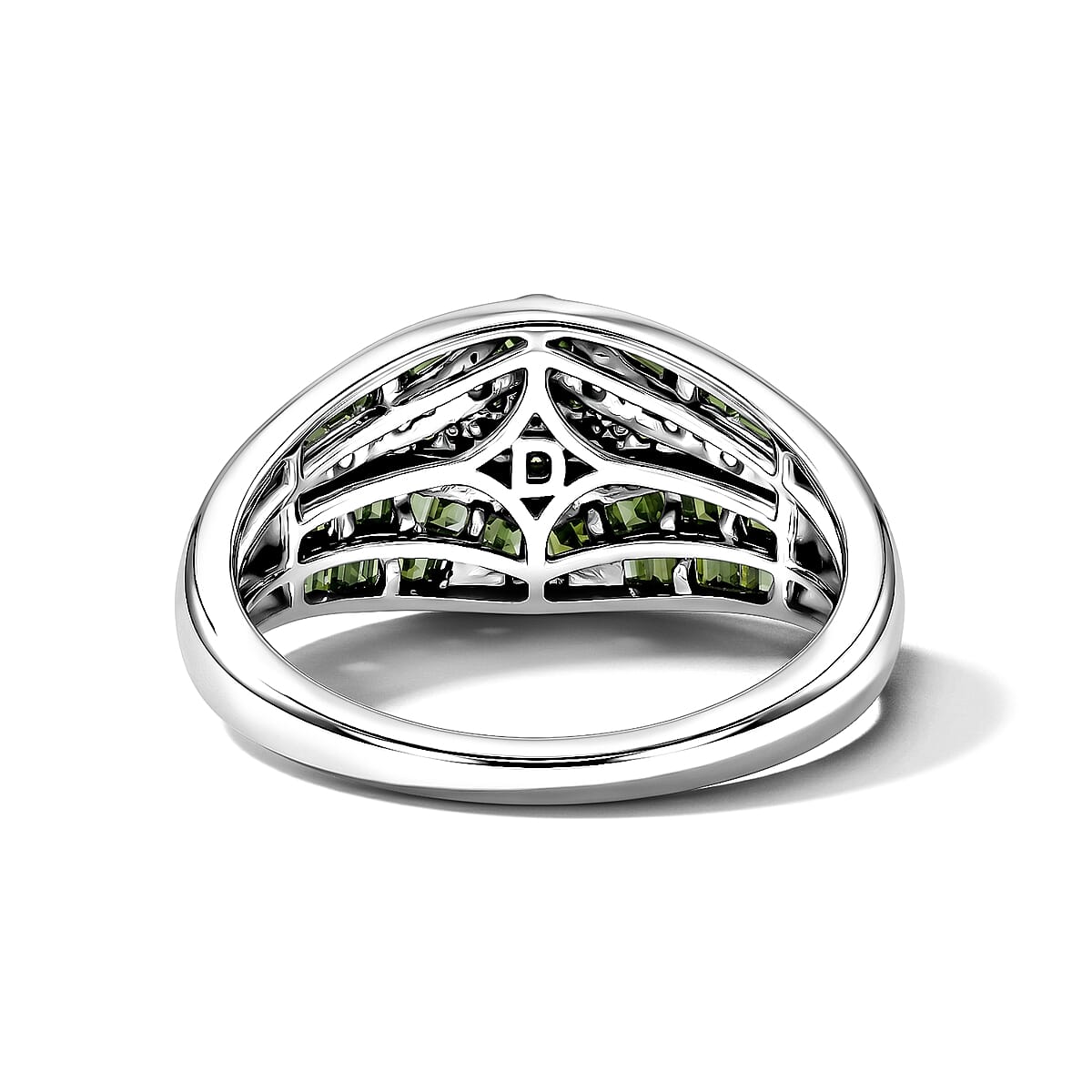 D'Joy Green Diamond 0.50 ctw Phoenix Rises Ring in Rhodium Over Sterling Silver (Size 7.0) image number 4