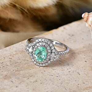 Certified & Appraised Rhapsody AAAA Paraiba Tourmaline and Diamond E-F VS 1.90 ctw Ring in 950 Platinum (Size 8.5) 6.0 Grams (Ships in 5-7 Days)