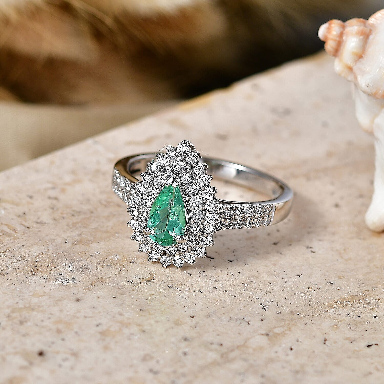 Certified & Appraised Rhapsody AAAA Paraiba Tourmaline and Diamond E-F VS 1.50 ctw Ring in 950 Platinum (Size 6.5) 6.30 Grams (Ships in 5-7 Days)