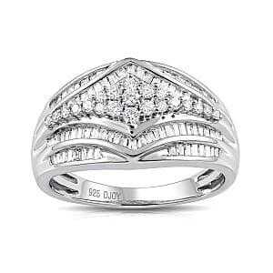 D'Joy Diamond 0.50 ctw Phoenix Rises Ring in Rhodium Over Sterling Silver (Size 6.0)