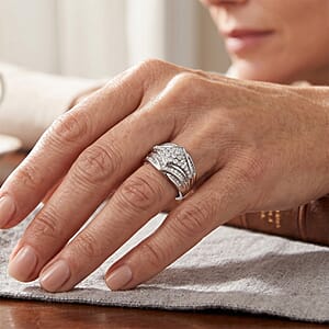 D'Joy Diamond 0.50 ctw Phoenix Rises Ring in Rhodium Over Sterling Silver (Size 6.0)