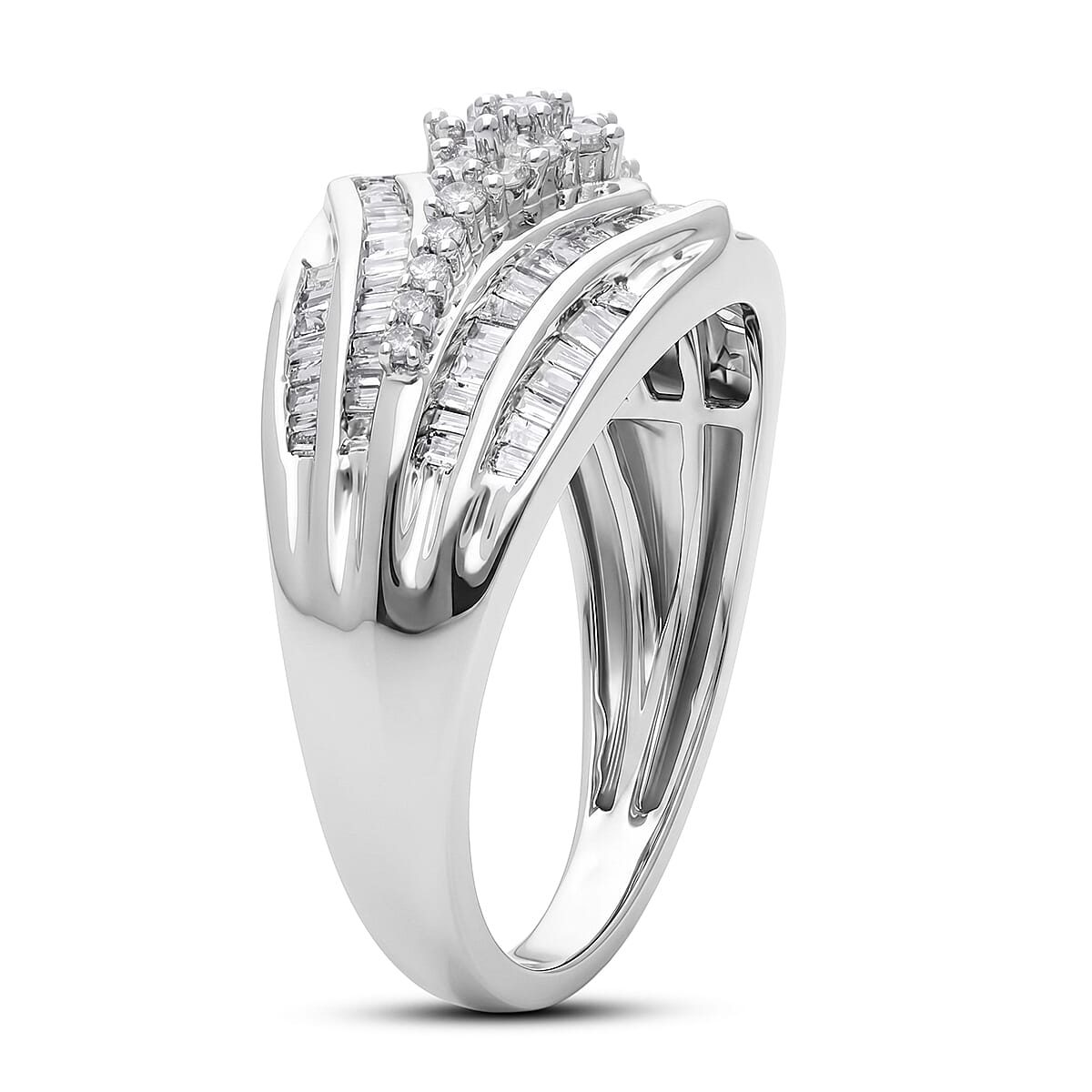 D'Joy Diamond 0.50 ctw Phoenix Rises Ring in Rhodium Over Sterling Silver (Size 6.0) image number 3