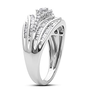 D'Joy Diamond 0.50 ctw Phoenix Rises Ring in Rhodium Over Sterling Silver (Size 6.0)