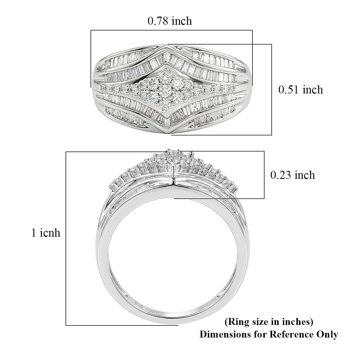 D'Joy Diamond 0.50 ctw Phoenix Rises Ring in Rhodium Over Sterling Silver (Size 6.0) image number 5