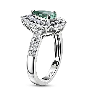 Certified & Appraised Rhapsody AAAA Paraiba Tourmaline and Diamond E-F VS 1.50 ctw Ring in 950 Platinum (Size 7.5) 6.30 Grams (Ships in 5-7 Days)