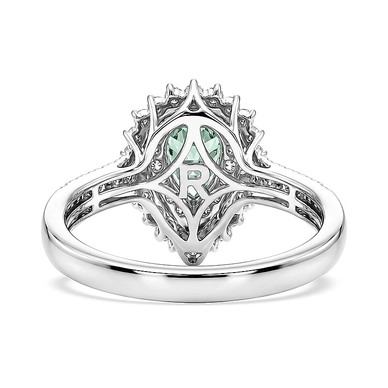 Certified & Appraised Rhapsody AAAA Paraiba Tourmaline and Diamond E-F VS 1.50 ctw Ring in 950 Platinum (Size 7.5) 6.30 Grams (Ships in 5-7 Days)
