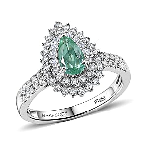 Certified & Appraised Rhapsody AAAA Paraiba Tourmaline and Diamond E-F VS 1.50 ctw Ring in 950 Platinum (Size 9.5) 6.30 Grams (Ships in 5-7 Days)