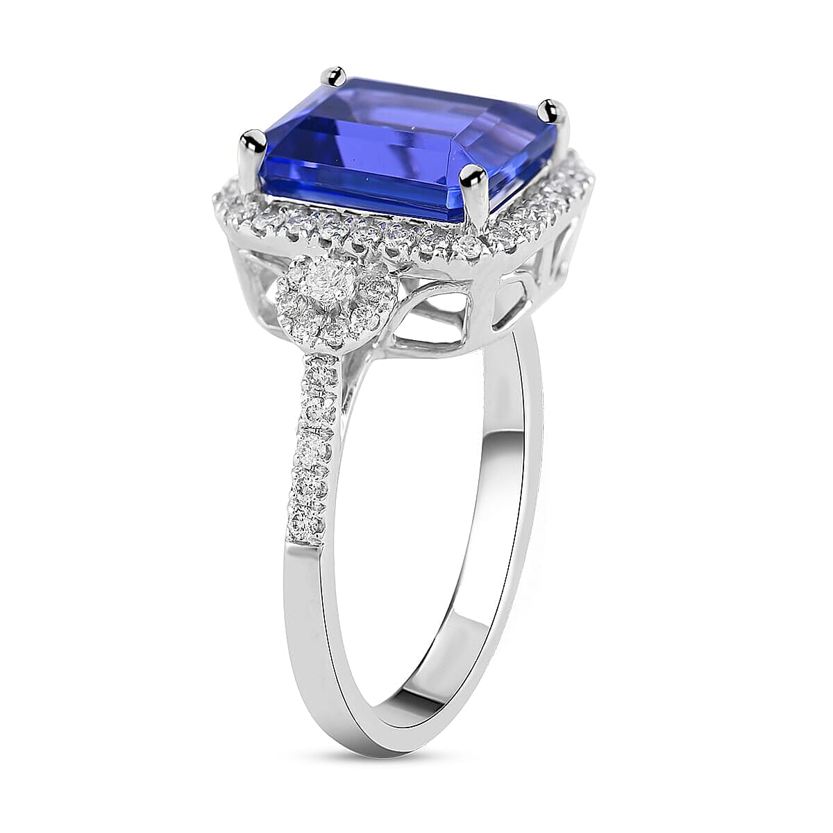 Certified & Appraised Rhapsody 950 Platinum AAAA Tanzanite and E-F VS Diamond Ring (Size 7.5) 5.80 Grams 3.85 ctw image number 3