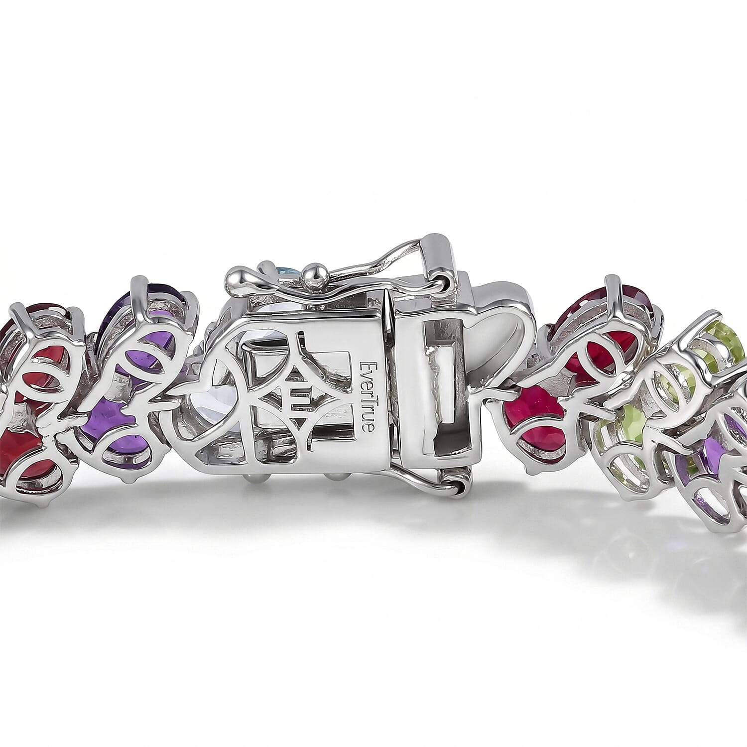 EverTrue Multi Gemstone 29.65 ctw Bracelet in Platinum Bond (7.25 In)
