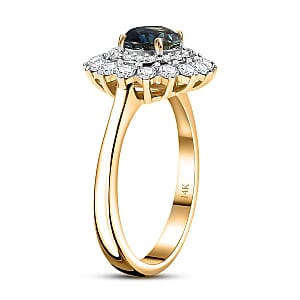 Certified & Appraised Luxoro 14K White Gold AAA Lavender Sapphire, Diamond (G-H, I2) (0.69 cts) Floral Ring (Size 7.5) 1.54 ctw
