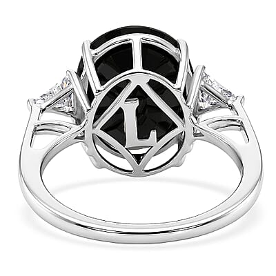 AAA Kanchanaburi Blue Sapphire (DF) and Luxuriant Lab Grown Diamond E-F VS 10.40 ctw Midnight Royal Solitaire Ring in 10K White Gold (Size 5.0)