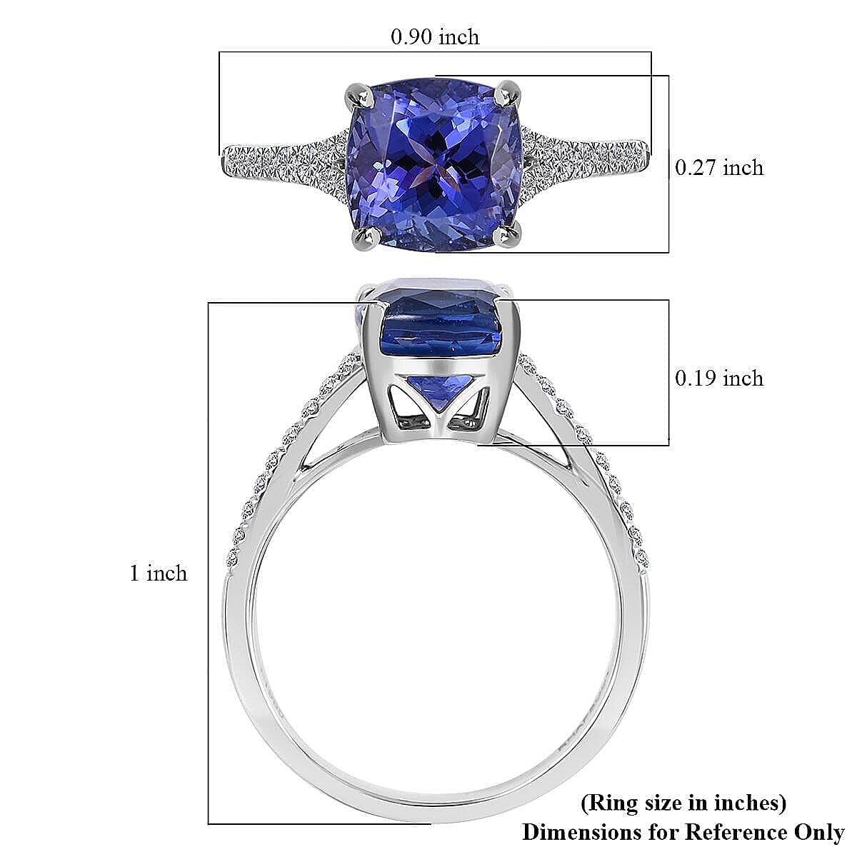 Certified and Appraised Rhapsody 950 Platinum AAAA Tanzanite and E-F VS Diamond Ring (Size 9.5) 4.45 Grams 2.85 ctw image number 5