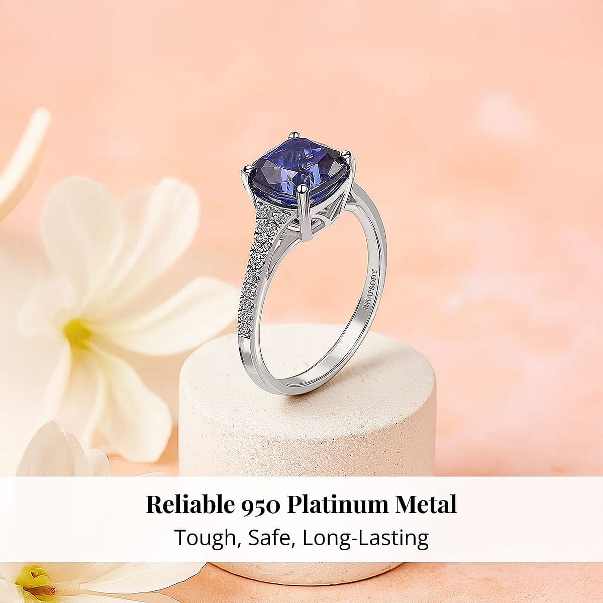Certified and Appraised Rhapsody 950 Platinum AAAA Tanzanite and E-F VS Diamond Ring (Size 11.0) 4.45 Grams 2.85 ctw image number 2