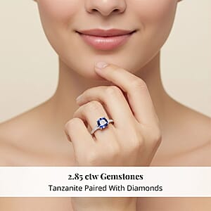 Certified and Appraised Rhapsody 950 Platinum AAAA Tanzanite and E-F VS Diamond Ring (Size 12.0) 4.45 Grams 2.85 ctw