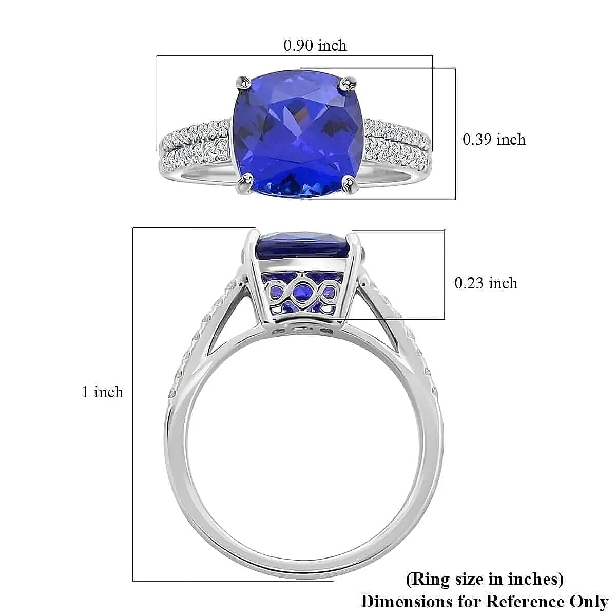 Certified and Appraised Rhapsody 950 Platinum AAAA Tanzanite and E-F VS Diamond Ring (Size 6.5) 6 Grams 3.55 ctw image number 5