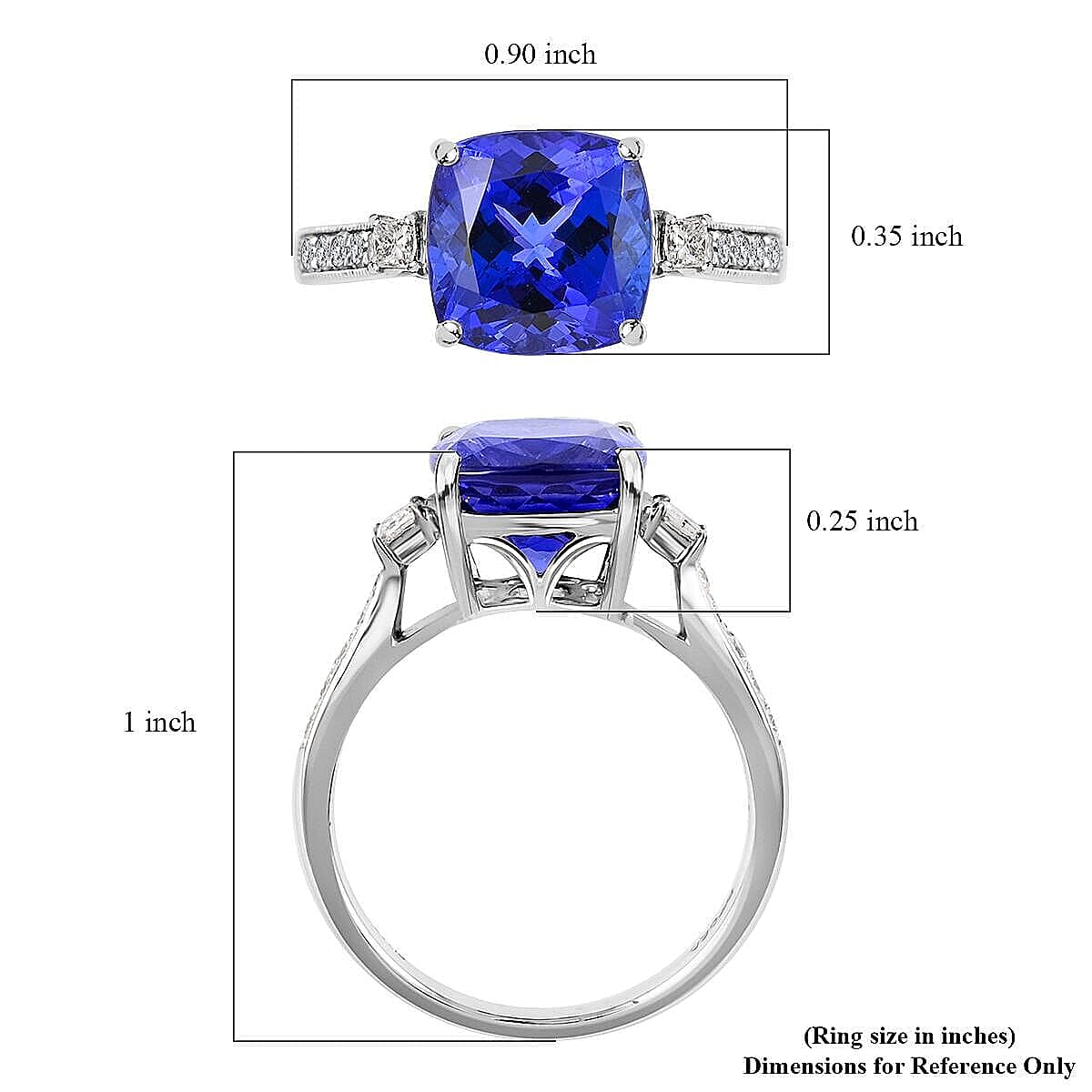 Certified and Appraised Rhapsody 950 Platinum AAAA Tanzanite and E-F VS Diamond Ring (Size 8.5) 5.20 Grams 3.75 ctw (Del. in 7-10 Days) image number 5