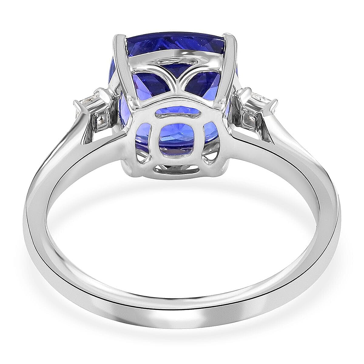 Certified and Appraised Rhapsody 950 Platinum AAAA Tanzanite and E-F VS Diamond Ring (Size 9.5) 5.20 Grams 3.75 ctw (Del. in 7-10 Days) image number 4